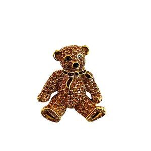 Swarovski Crystal Teddy Bear Brooch Pin